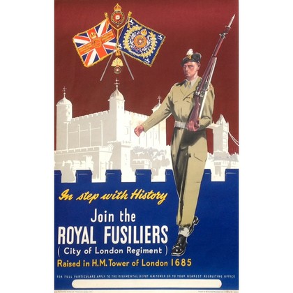 Royal Fusiliers City of London Regiment Diamond, Platinum, Gold and Enamel Sweetheart Brooch
